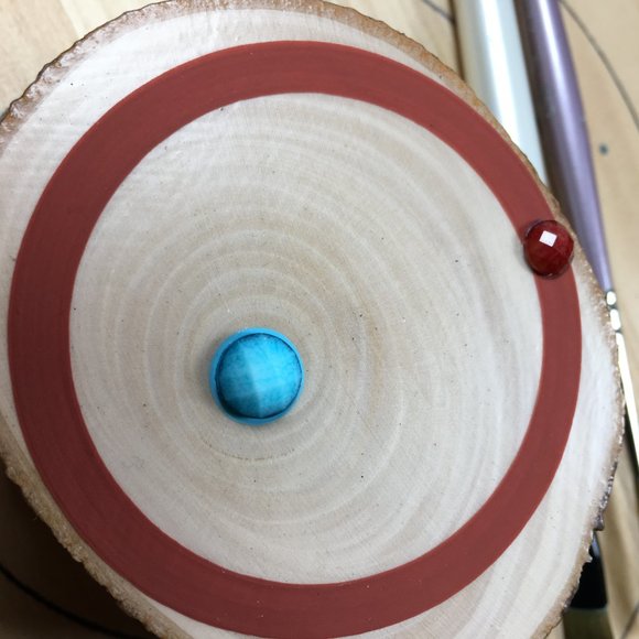 Painted Tree Ring Wood Slice Abstract Wall Art W/ Bling Gift, Minimalist, Fine - Picture 5 of 15